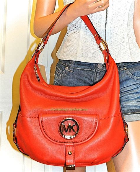 michael kors fulton hobo red|Fulton Leather Shoulder Bag .